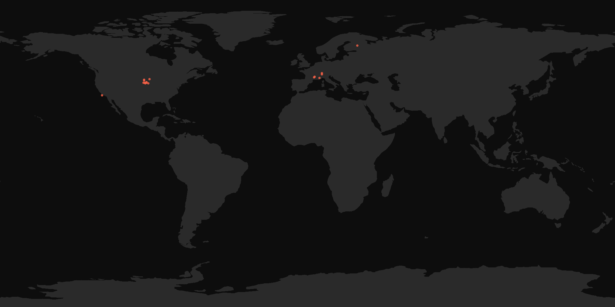 Global distribution map showing reported sightings